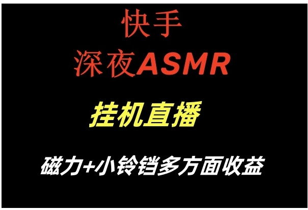 快手深夜ASMR挂机直播磁力+小铃铛多方面收益-海纳网创学院
